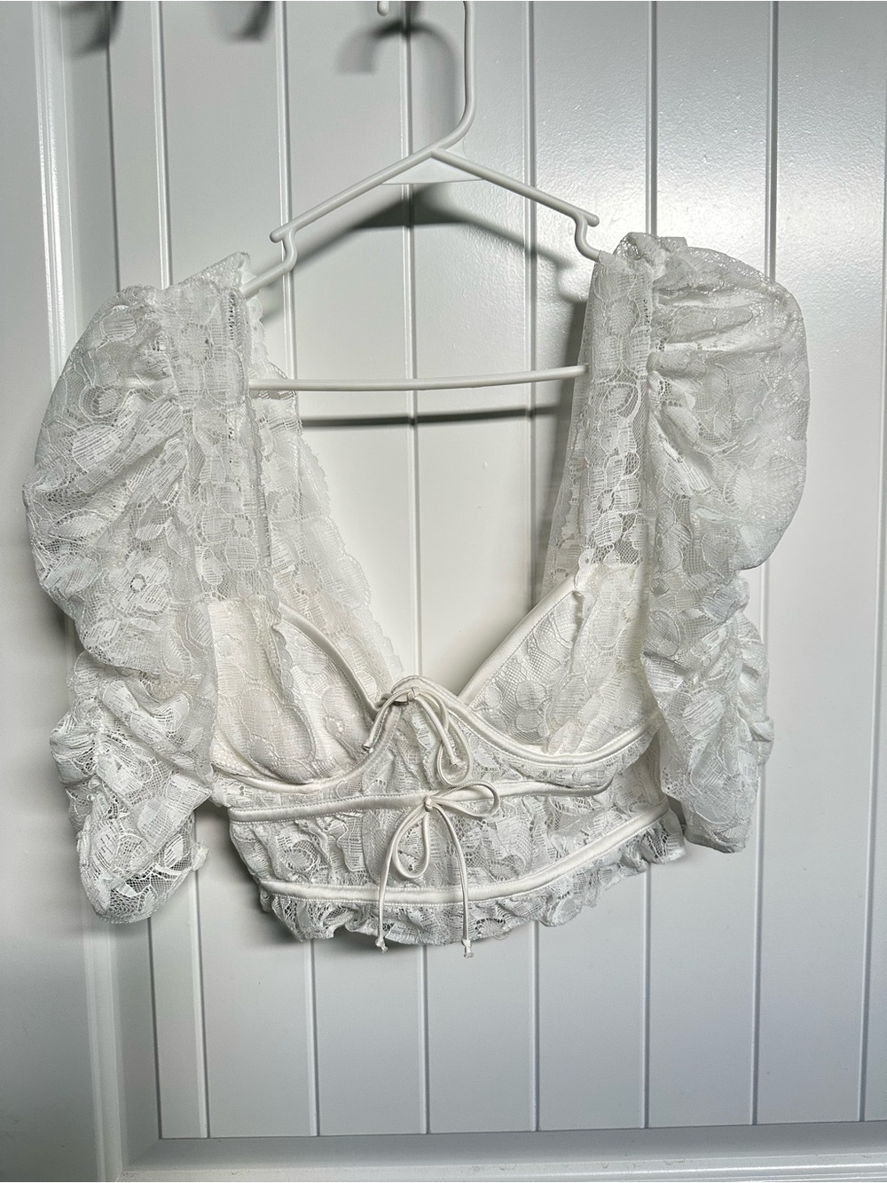 For Love & Lemons Indio Lace Bustier Cropped Top